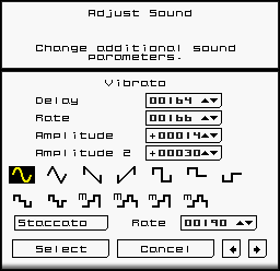 Adjust Sound Menu: Vibrato